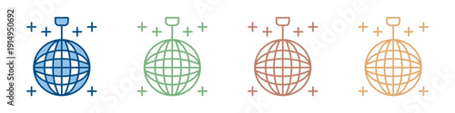 Disco Ball Icon Set Multiple Style Collection 