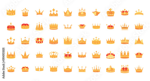 vector set of crown icons