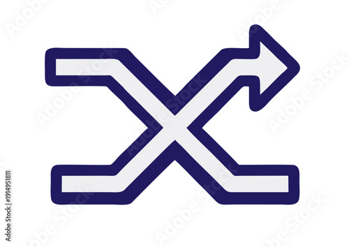 A blue arrow icon illustration indicating direction and movement in a simple graphic design
