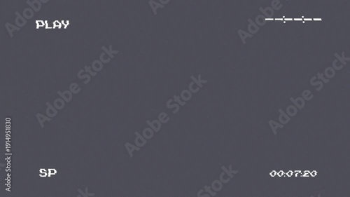 Retro vhs gray screen background with playback overlay and analog glitch effects, perfect for retro transitions, nostalgic edits, or aesthetic video overlays. 4K video