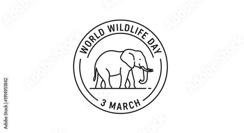World wildlife day logo with elephant on march 3rd conservation awareness symbol