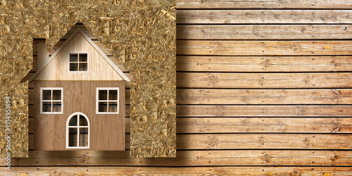 THERMAL INSULATION COATINGS FOR RESIDENTIAL CONSTRUCTION WITH HEMP FIBER TO REDUCE THERMAL LOSSES AGAINST A WOODEN CONSTRUCTION STRUCTURE - BUILDING ENERGY EFFICIENCY CONCEPT WITH COPYSPACE