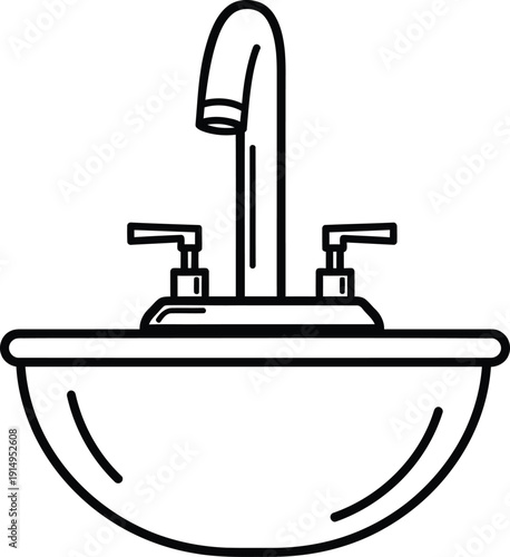 Bathroom Sink with Faucet and Two Handles