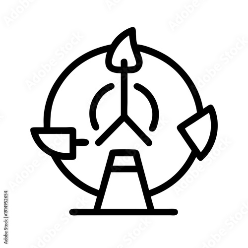 Wind turbine generating renewable energy with global connectivity symbol