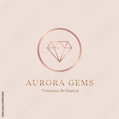 Aurora Gems logo with diamond icon and elegant typography.