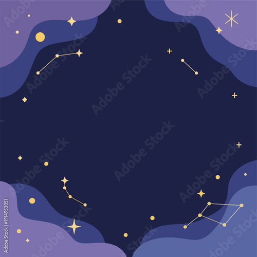 Constellation Stars in Dark Blue Night Sky.