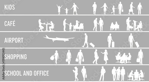 Icon set for different places and activities