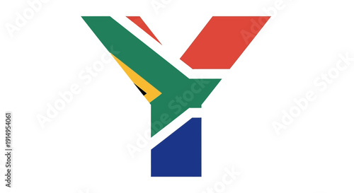 Yahoo logo with south african flag colors incorporated into its design elements.