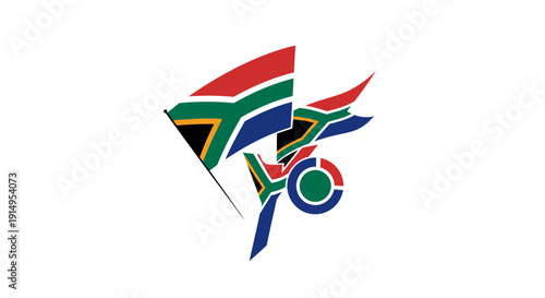 South african flag and springbok emblem intertwined in a dynamic design.