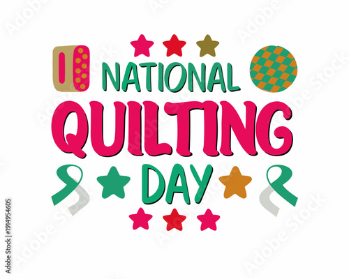 Quilting Day Celebration Vector, Handmade Quilt and Sewing Concept Illustration