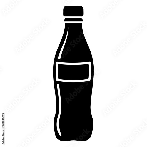 Monochrome Plastic Bottle Symbol for Beverage Packaging.