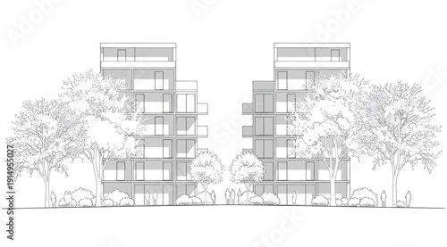 Architectural drawing of modern building design