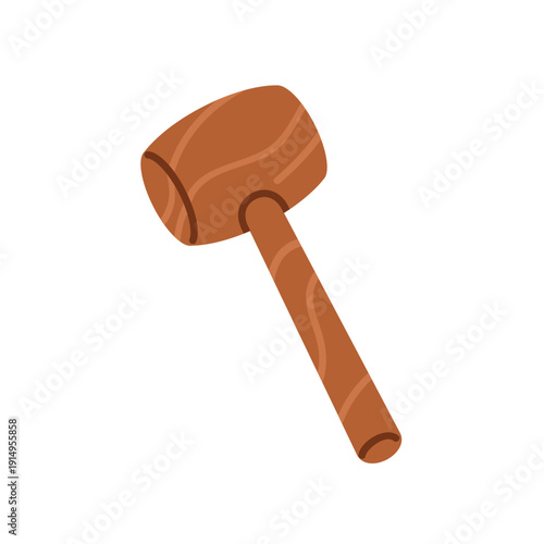 Hammer toy, wooden tool. Kids mallet for nursery children, baby play. Constru...