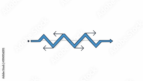 Blue zigzag line with arrows.