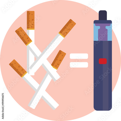 Represents cigarette-to-vape substitution – Suggests replacing conventional cigarettes with electronic vaping devices.