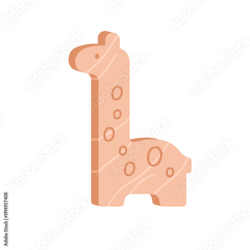Giraffe, wooden kids toy figure. Wood cute funny animal plaything for prescho...