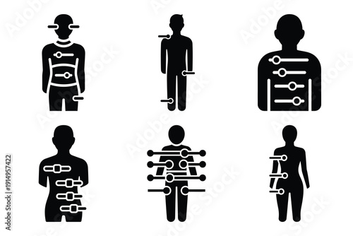 Popular silhouette icons of  sliders adjust on white background.