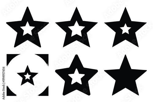 Popular silhouette icons of  star favorite on white background.