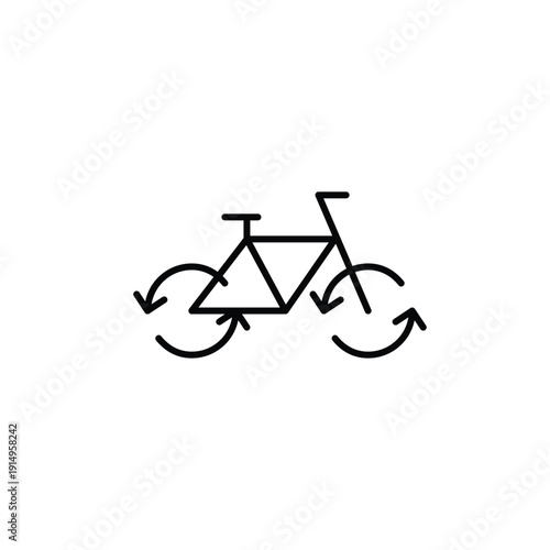 Bicycle and renew arrows. Sustainable transportation, eco-friendly energy sources for mobility. Pixel perfect, editable stroke vector icon
