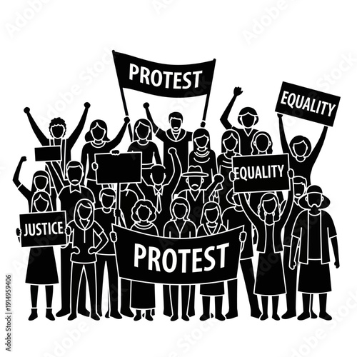 Group of people protesting for justice and equality.