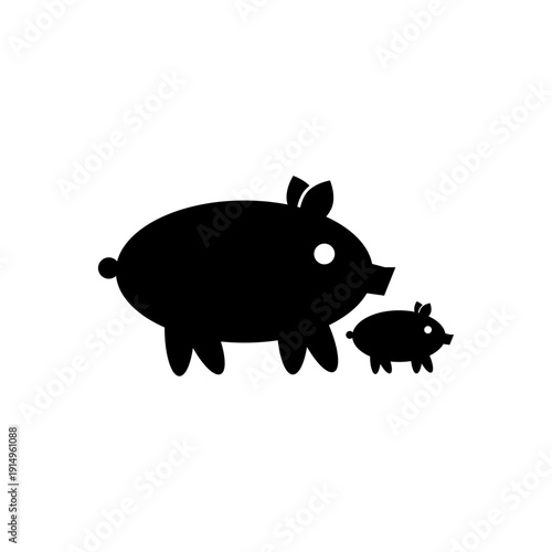 Illustration of mother pig and piglet vector
