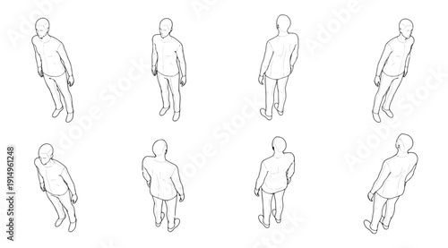 A series of stick figures in various poses