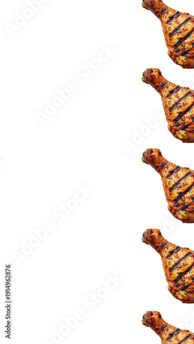 Editable grilled chicken drumsticks with blank space for text – Perfect for customizable BBQ menus, food truck ads, and promotional marketing materials