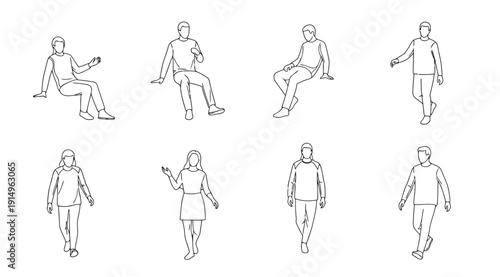 A series of stick figures performing various dance moves