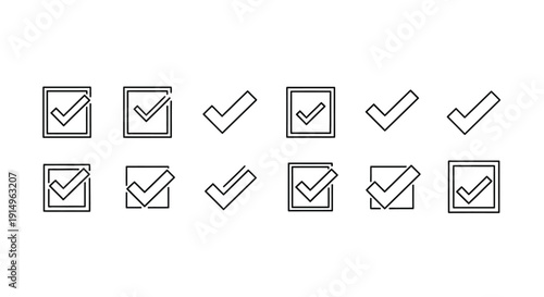 Various checkmarks and envelopes in different styles and states