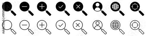 search icon vector set. Magnifier Illustration sign collection. Find butto symbol. web navigation logo.