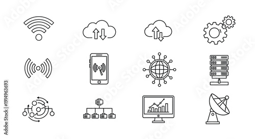 Illustrations of various technological concepts and devices
