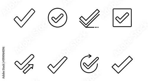 A collection of various checkmark icons in different styles and designs