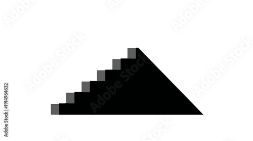 A staircase ascends the side of a black triangle, creating an abstract geometric design