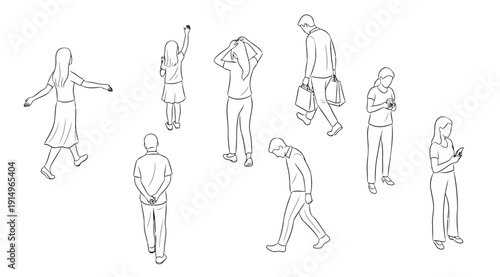 A group of stick figures in various poses