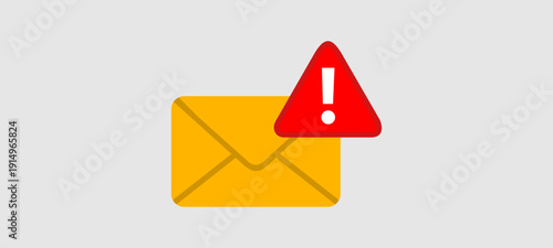 Email Warning Notification Icon – Mail Alert Message Symbol Illustration.
