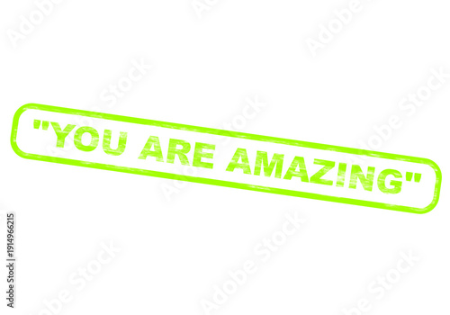 Neon green rubber stamp impression with the text 