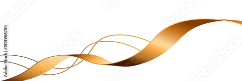 Golden wave on white background. Vector illustration.