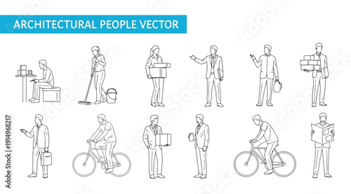 A collection of architectural people vector illustrations