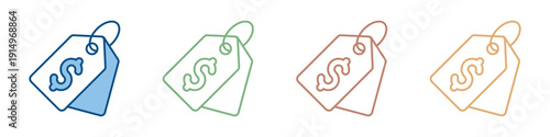 Price Tag Icon Set Multiple Style Collection 