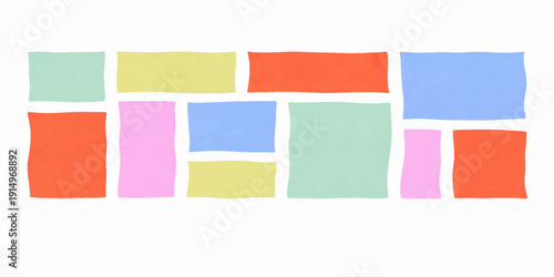 Colorful blank sticky notes in orange, yellow, and green isolated on a white background create a square adhesive memo pattern for office business reminders and empty message design