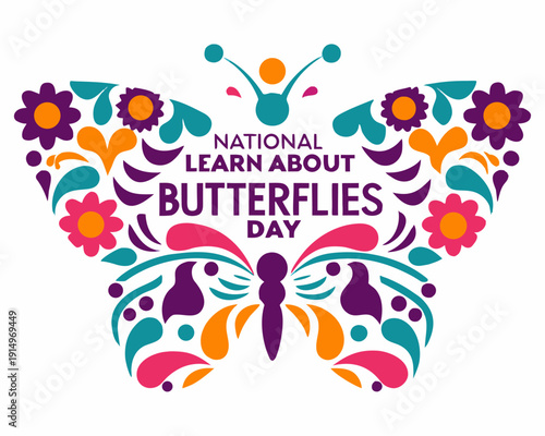 NATIONAL LEARN ABOUT BUTTERFLIES DAY vector illustration isolated on white background