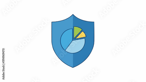 Free Download Blue shield with pie chart inside. - GFXLoad