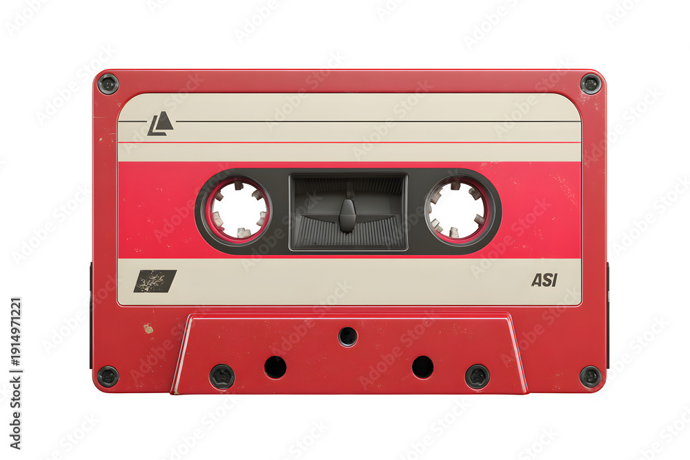 Naklejka premium Vintage audio cassette tape isolated on transparent background