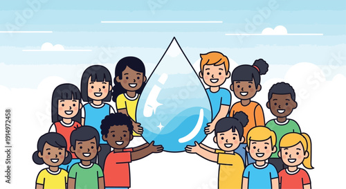 Children united in support of clean water and environmental conservation