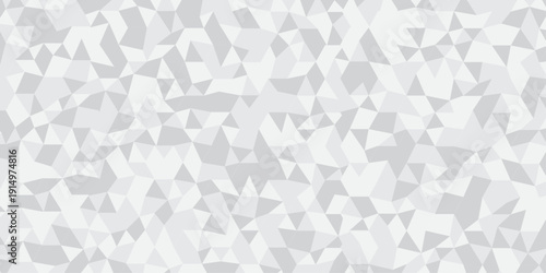 Abstract geometric White and gray background seamless mosaic and low polygon triangle texture wallpaper. Triangle shape retro wall grid pattern geometric ornament tile vector square element.
