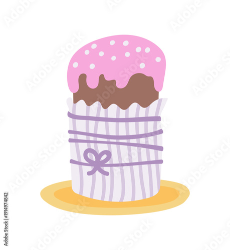 Easter cake with icing. Holiday design vector illustration. Good for greeting card, invitation, banner, poster.
