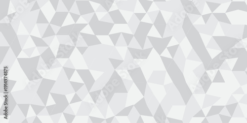 Abstract geometric White and gray background seamless mosaic and low polygon triangle texture wallpaper. Triangle shape retro wall grid pattern geometric ornament tile vector square element.
