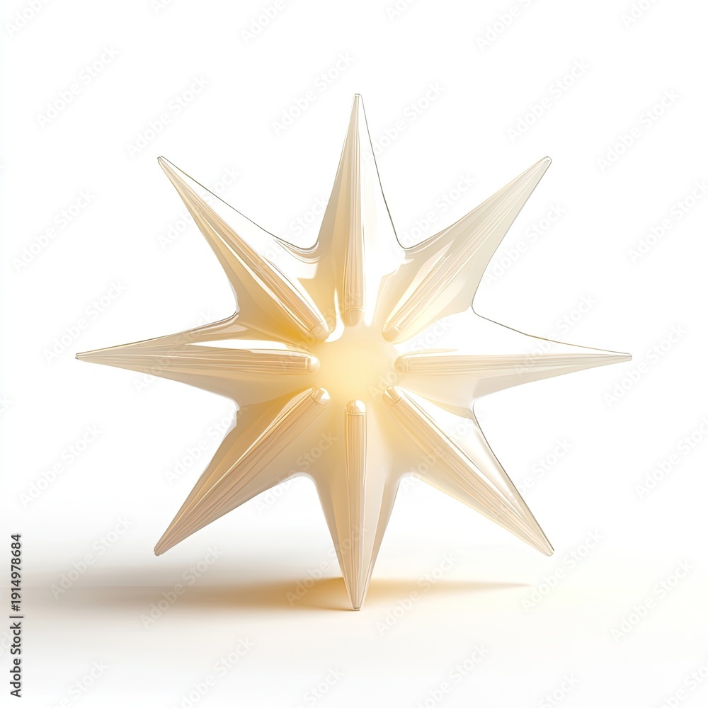 Obraz premium Cream-colored, star-shaped object, glossy finish