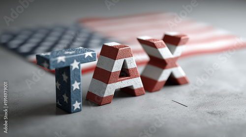 Tax Symbol With Flag: Conce...