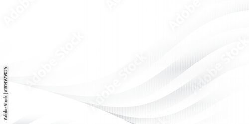 Tableau sur toile Abstract white and gray color, modern design stripes background with geometric curve and straight lines, wavy pattern
